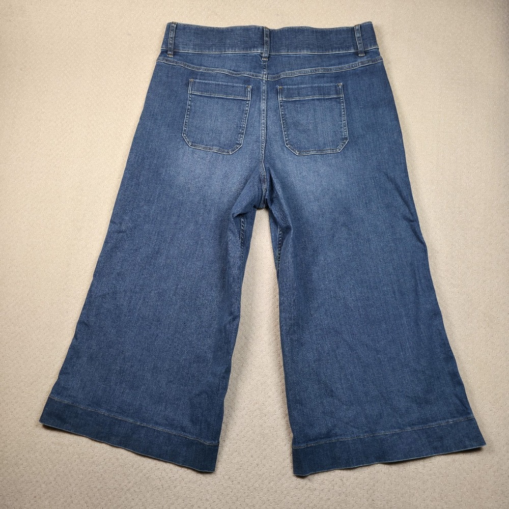 SPANX Wide Leg Denim-Blue Cropped Jeans - Picture 2 of 13
